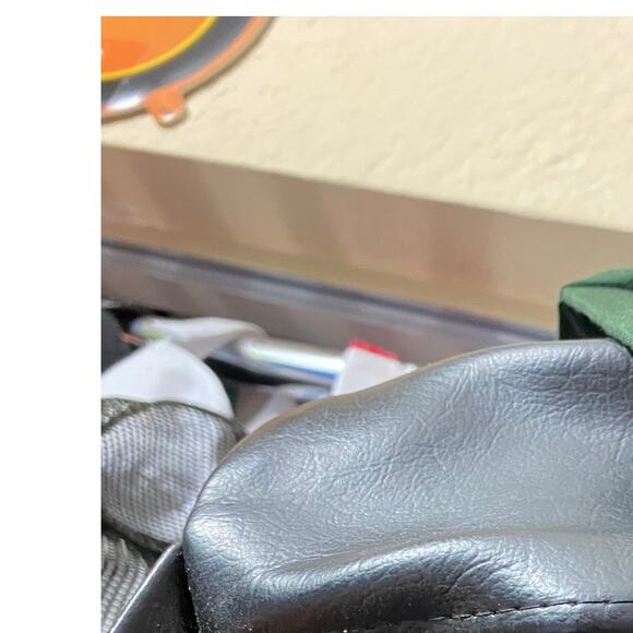 VTG CAT Diesel Power Leather Hat Black Yellow Patch Adjustable - Picture 9 of 9